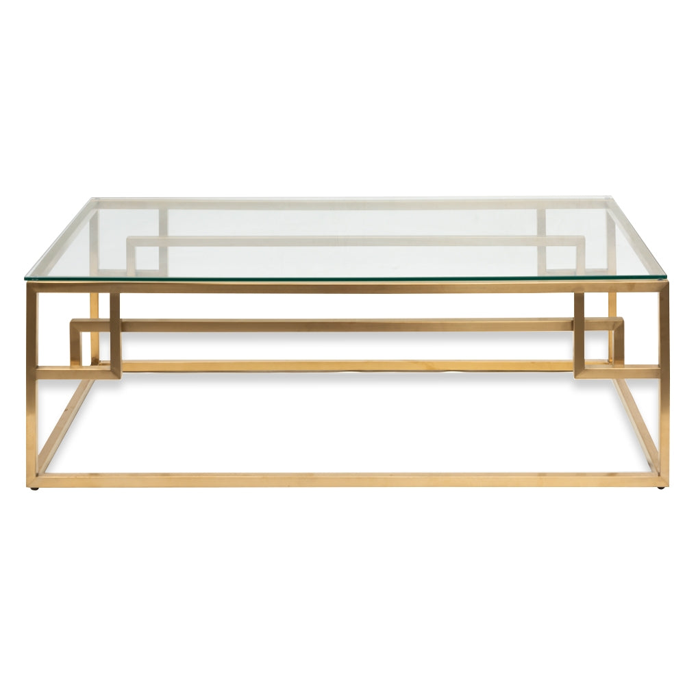 CCF2421-BS 1.2m Coffee Table - Glass Top - Brushed Gold Base