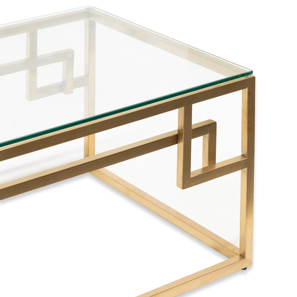 CCF2421-BS 1.2m Coffee Table - Glass Top - Brushed Gold Base