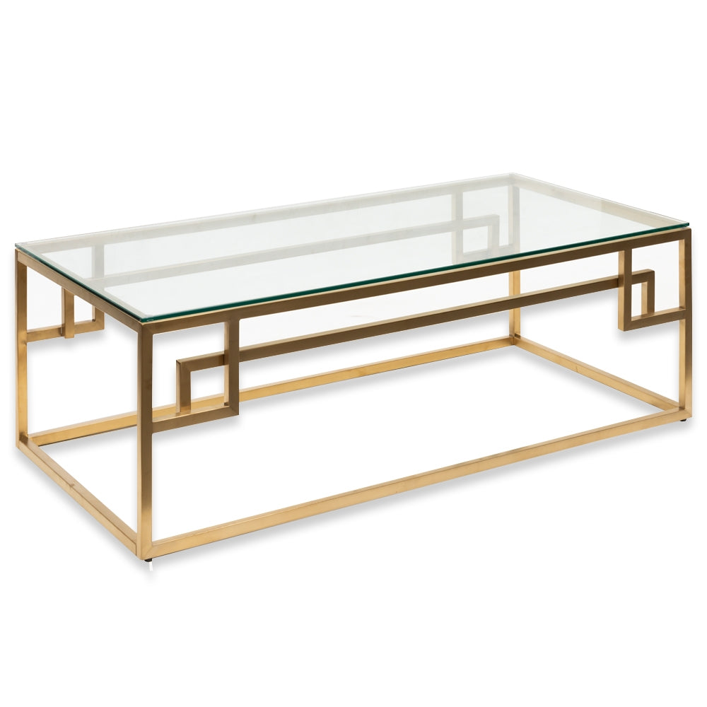 CCF2421-BS 1.2m Coffee Table - Glass Top - Brushed Gold Base