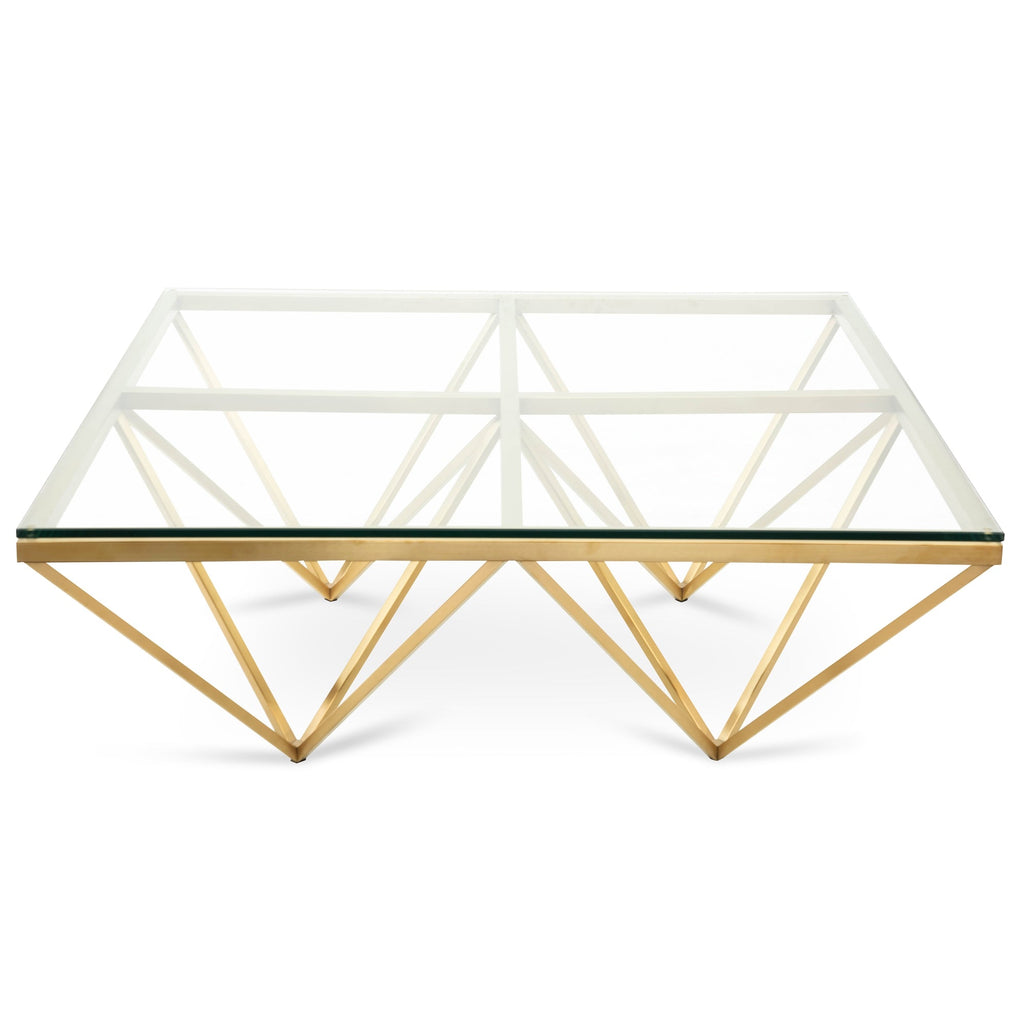 CCF2580-BS 1.05m Glass Coffee Table - Brushed Gold Base