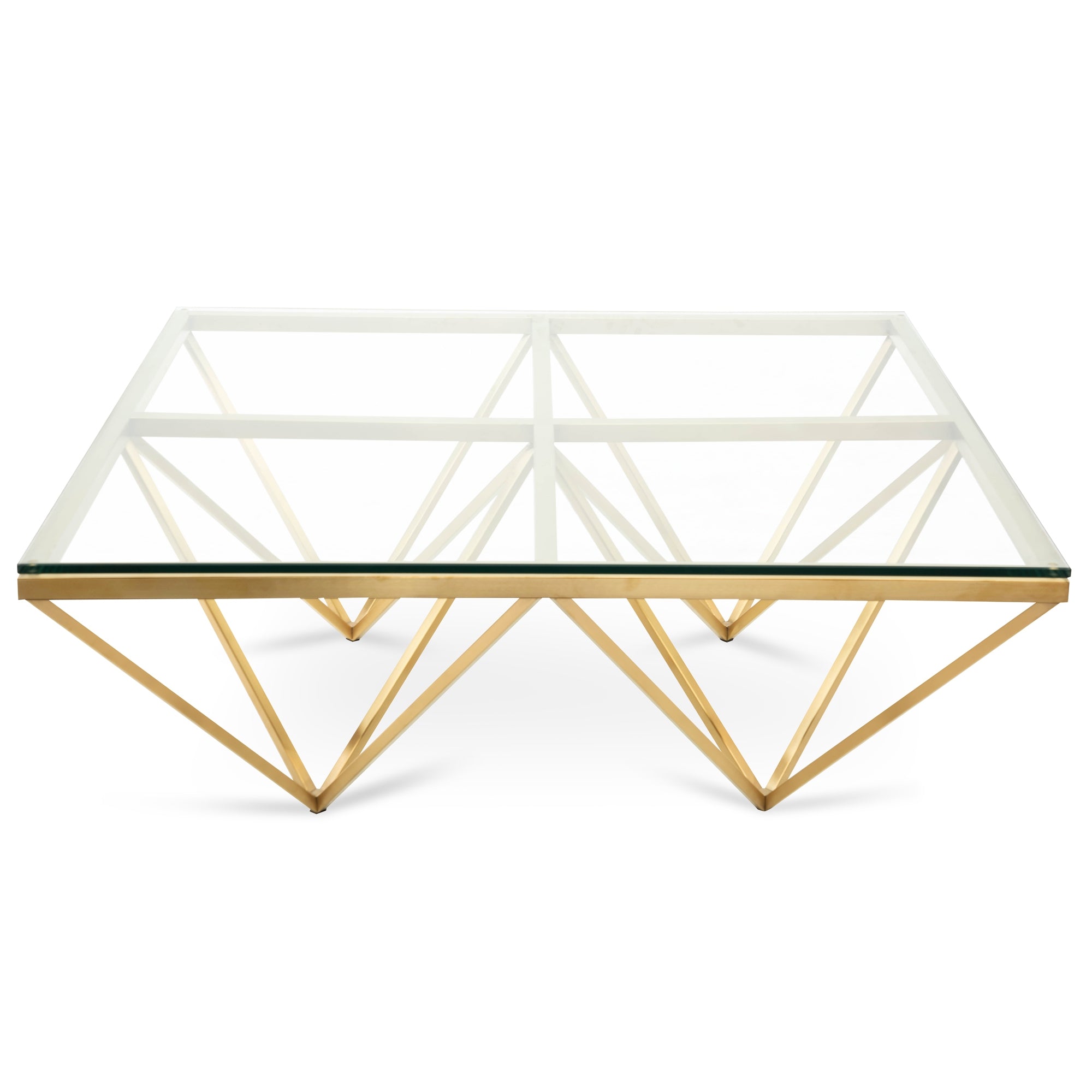 CCF2580-BS 1.05m Glass Coffee Table - Brushed Gold Base