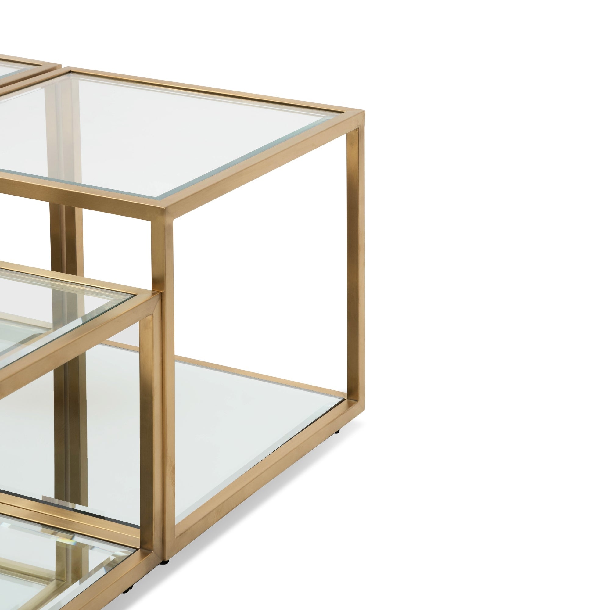 Oxford Set of 4 100cm Glass Coffee Table - Brushed Gold Base