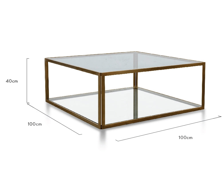 CCF2878-KS - 1M Glass Coffee Table - Gold Base