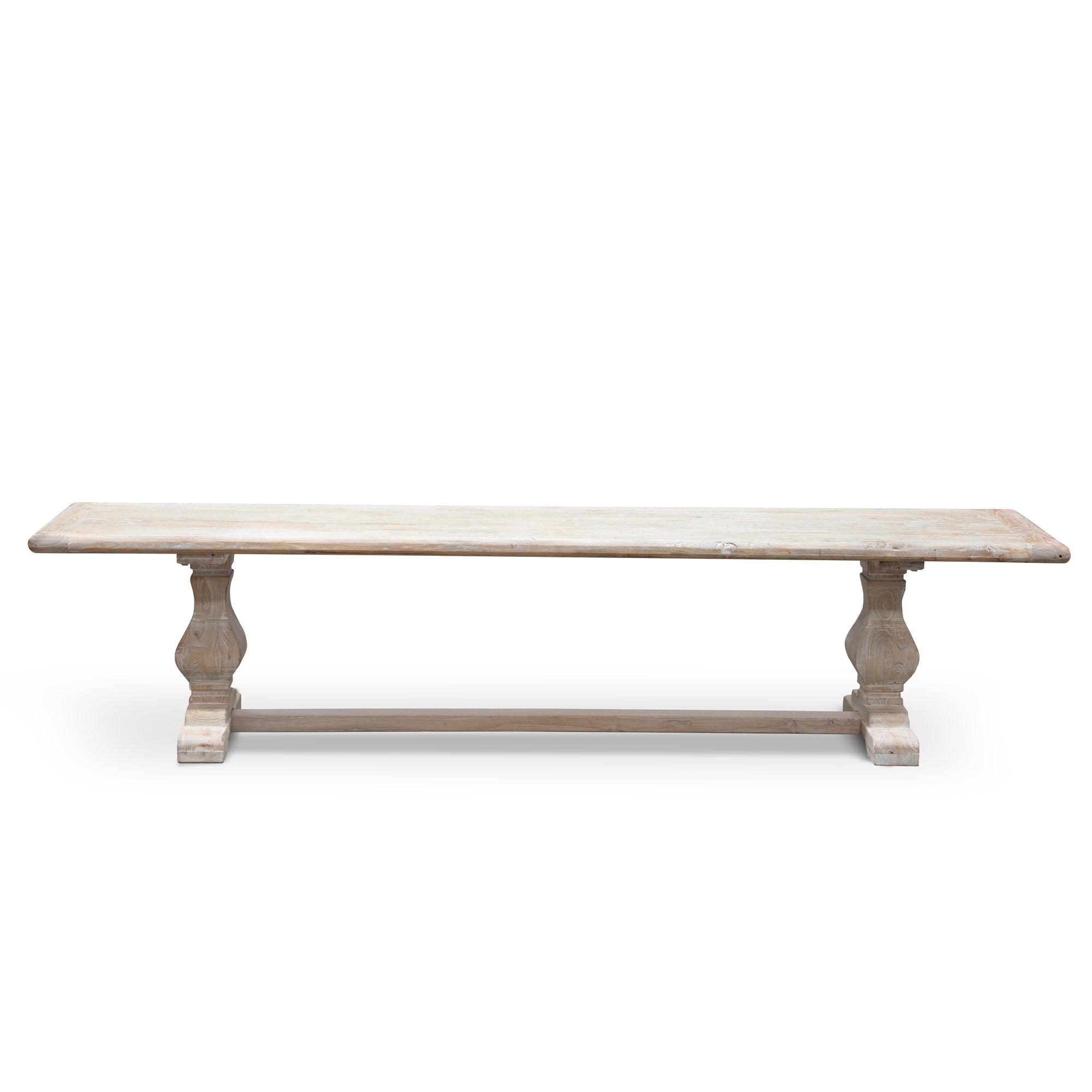 2m Reclaimed ELM Wood Bench - White Washed