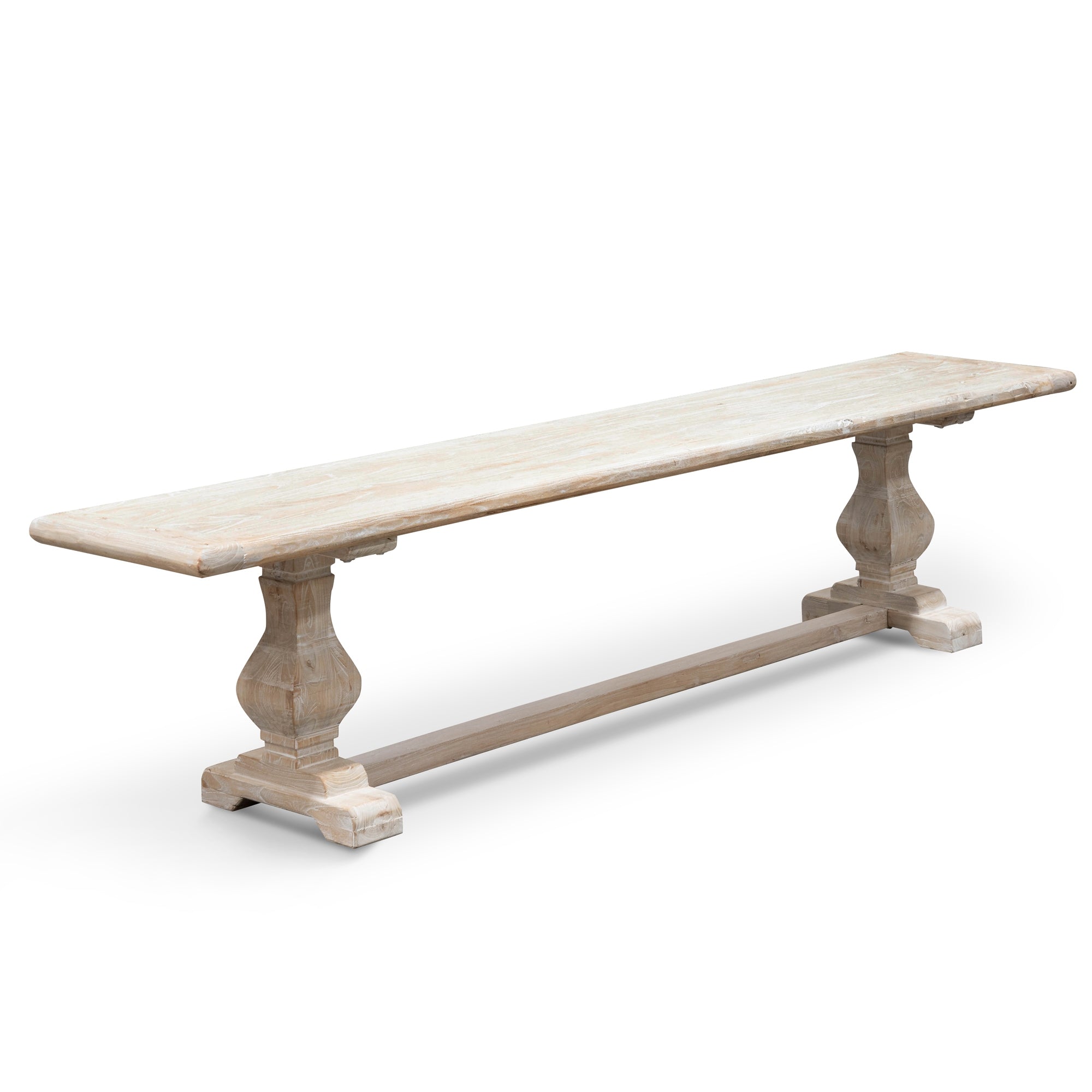 2m Reclaimed ELM Wood Bench - White Washed