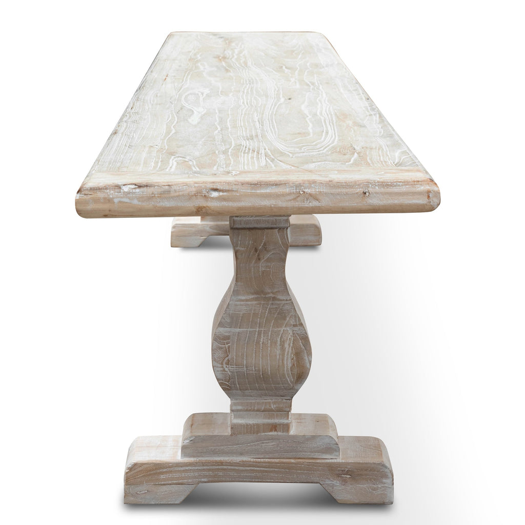 2m Reclaimed ELM Wood Bench - White Washed