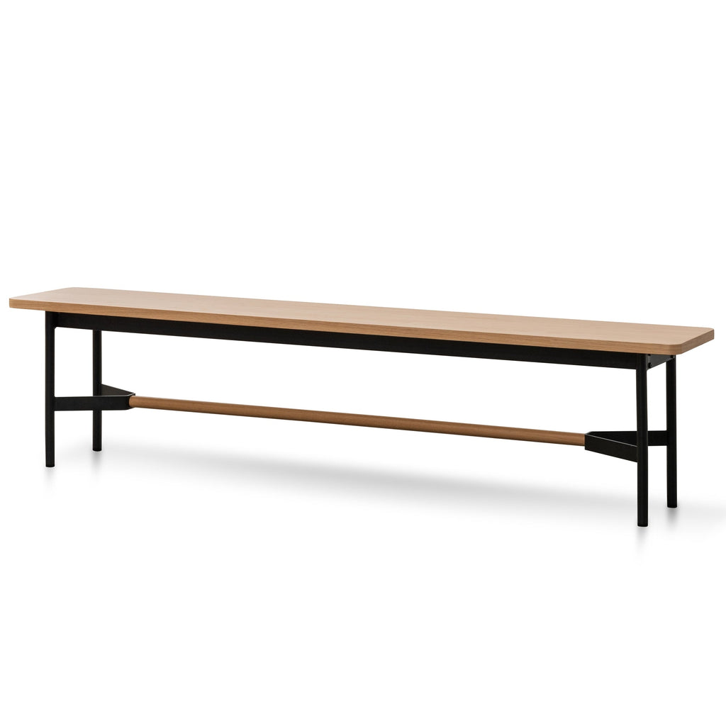 CDB6056-KD 1.8m Natural Wooden Bench - Black Legs