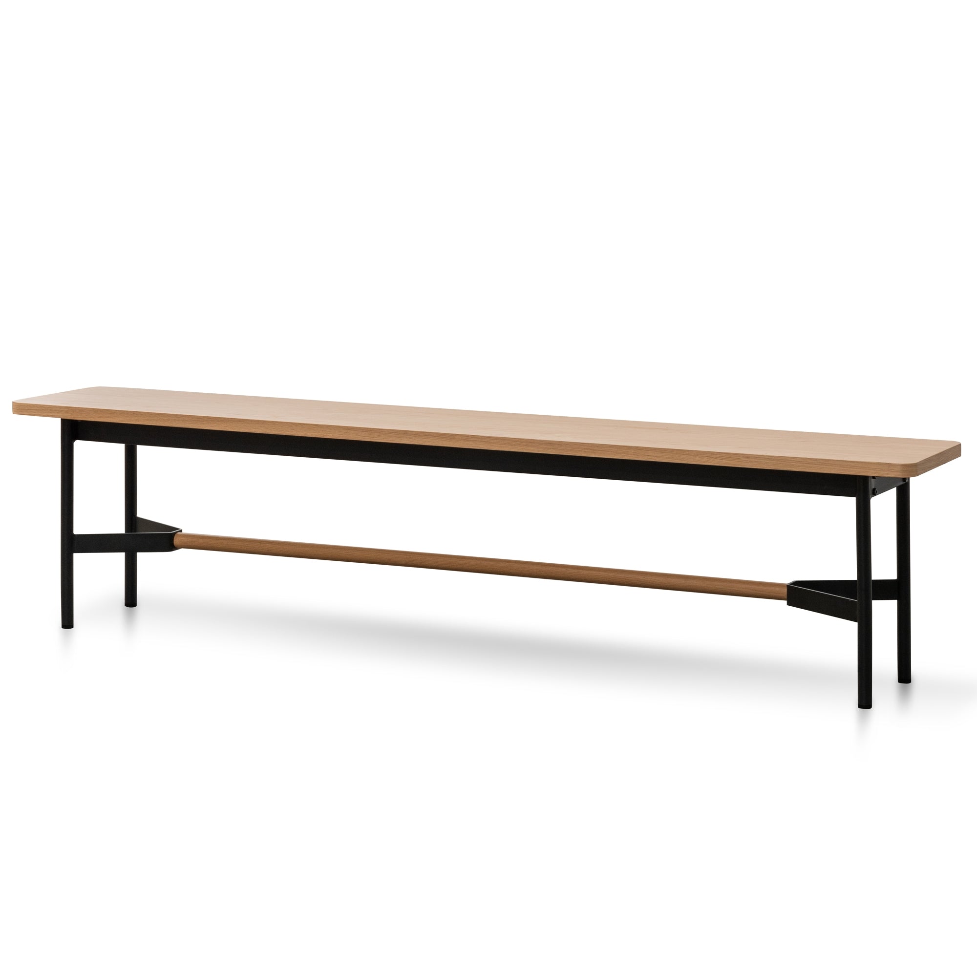 CDB6056-KD 1.8m Natural Wooden Bench - Black Legs