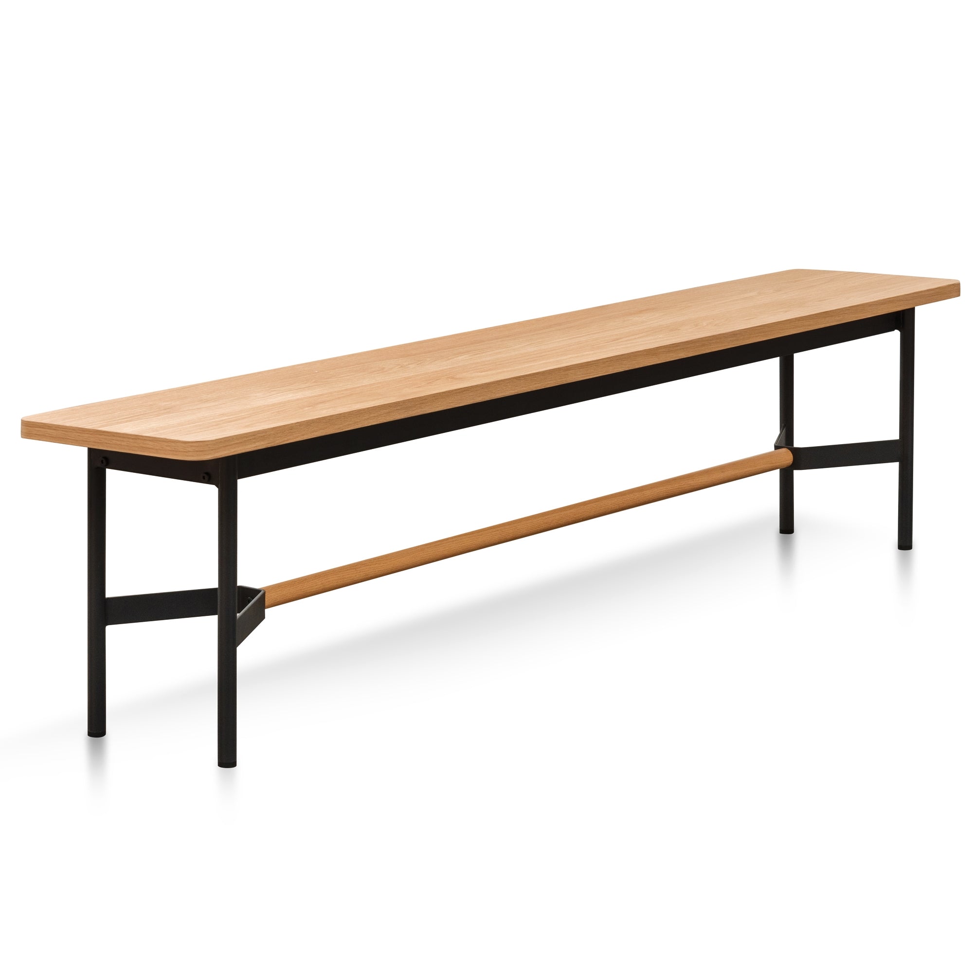 CDB6056-KD 1.8m Natural Wooden Bench - Black Legs