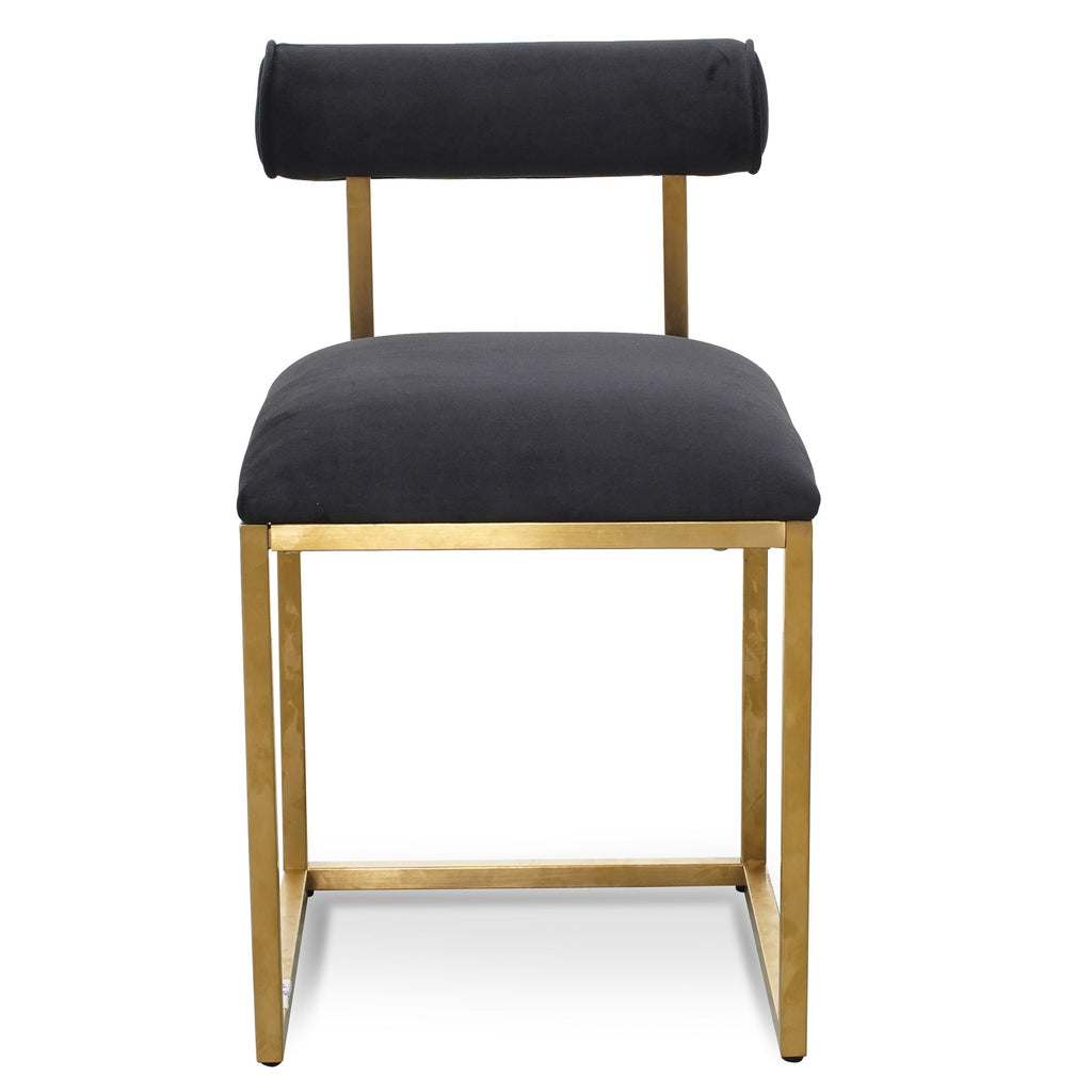 Occasional Chair In Black Velvet - Brushed Gold Base