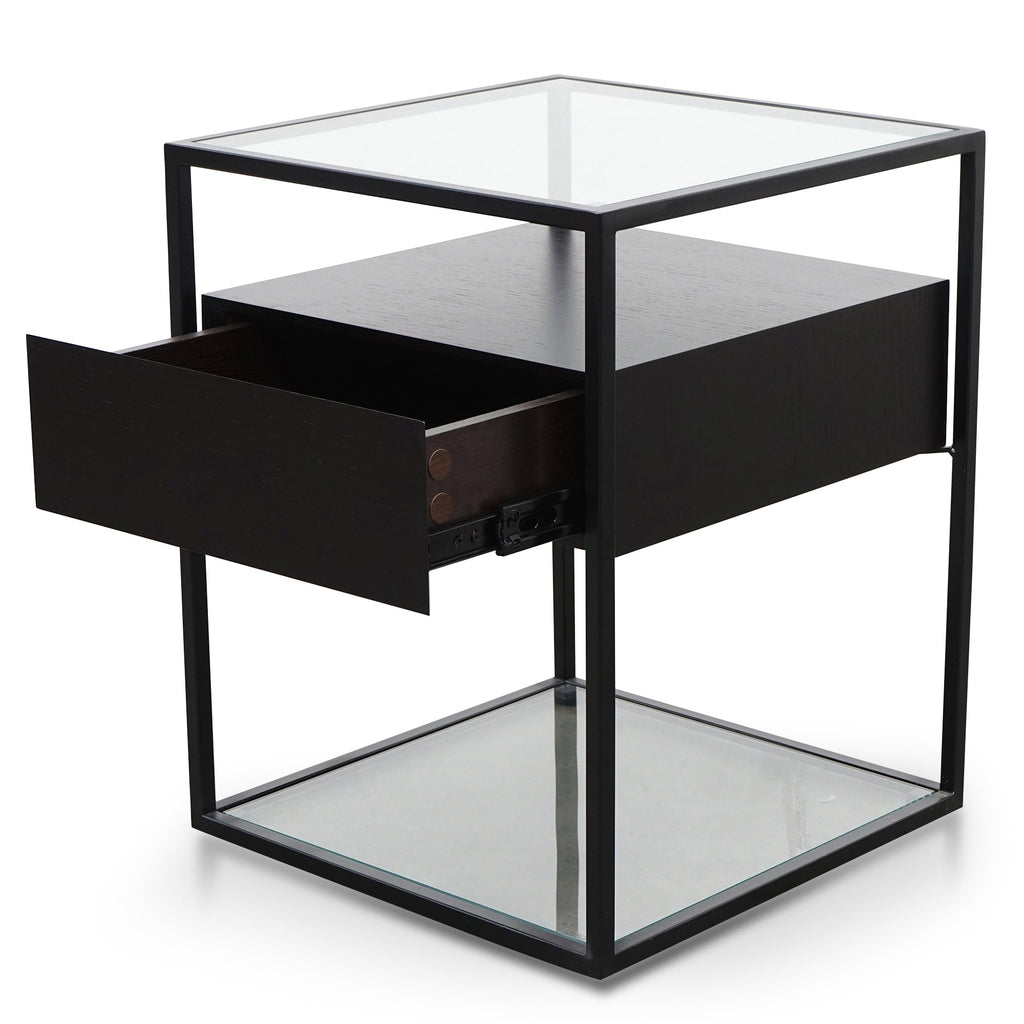 Full Black Glass Side Table