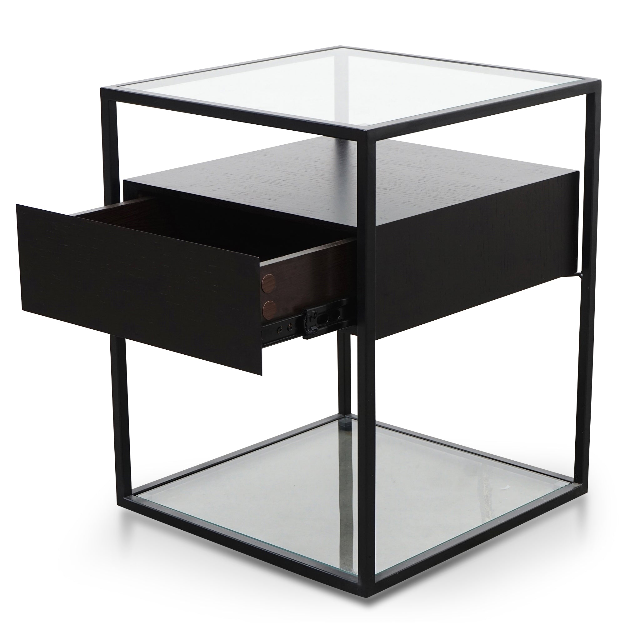Full Black Glass Side Table