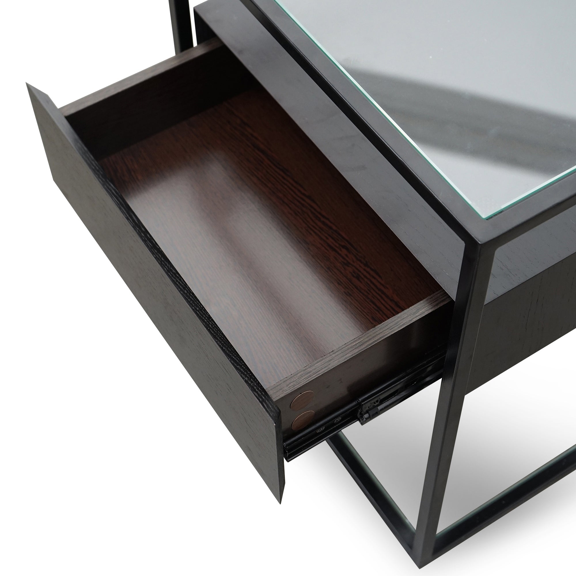 Full Black Glass Side Table