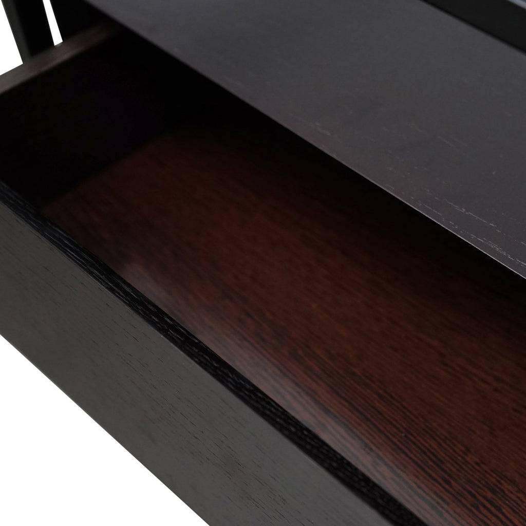 Full Black Glass Side Table