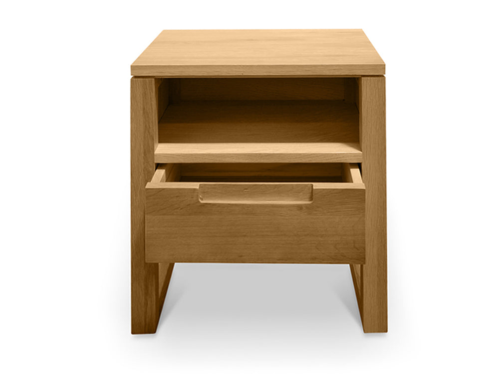 Natural Oak 1 Drawer Wooden Bedside Table