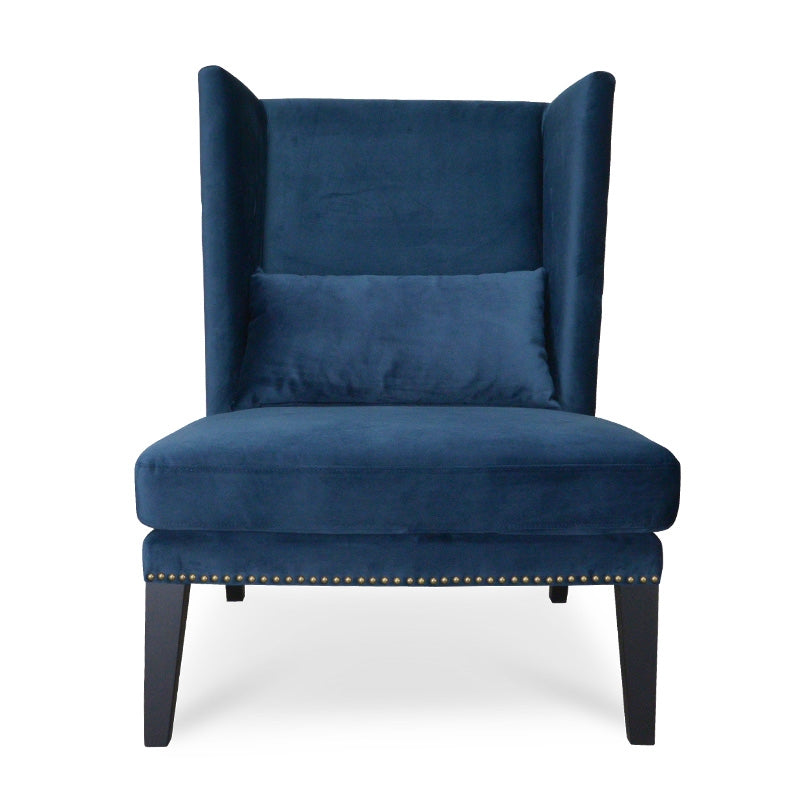 Mercer Velvet Lounge Chair in Navy Velvet Blue