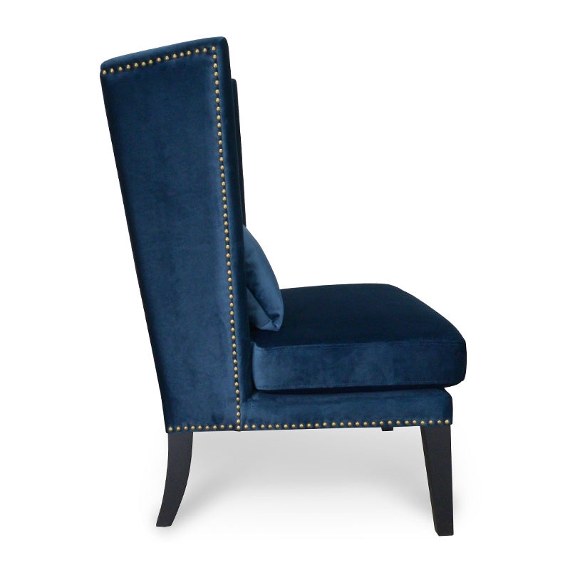 Mercer Velvet Lounge Chair in Navy Velvet Blue