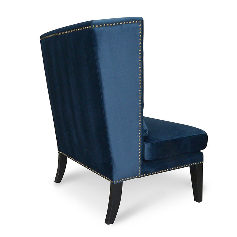 Mercer Velvet Lounge Chair in Navy Velvet Blue