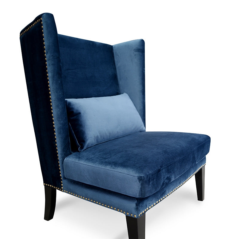 Mercer Velvet Lounge Chair in Navy Velvet Blue