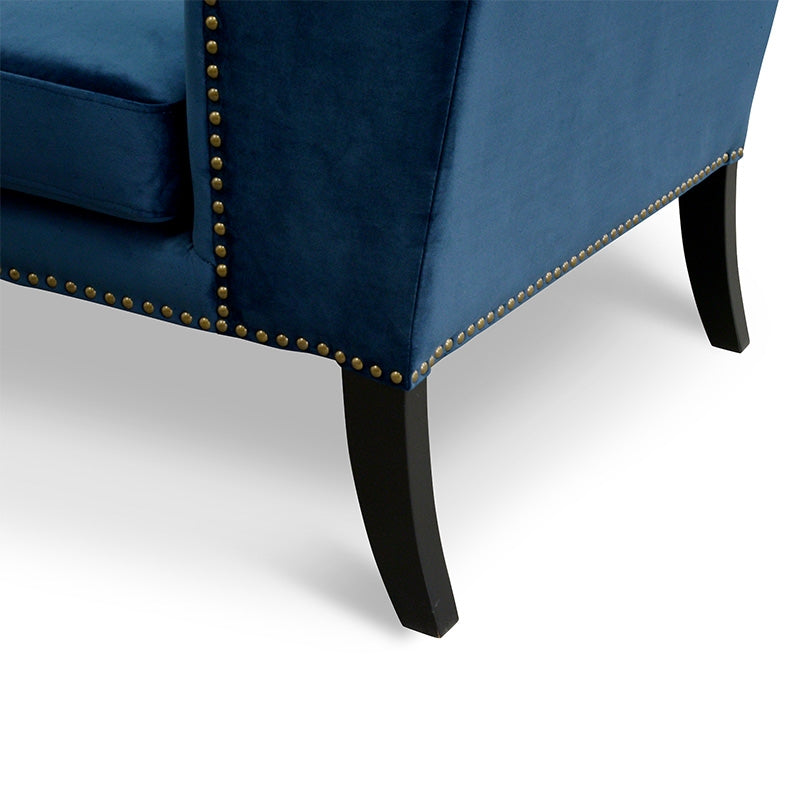 Mercer Velvet Lounge Chair in Navy Velvet Blue