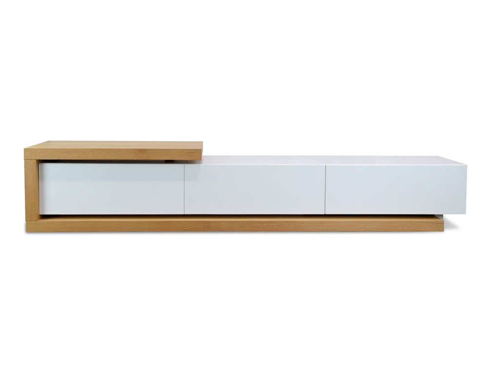 2.4m-3.07m TV Entertainment Unit - Natural - White