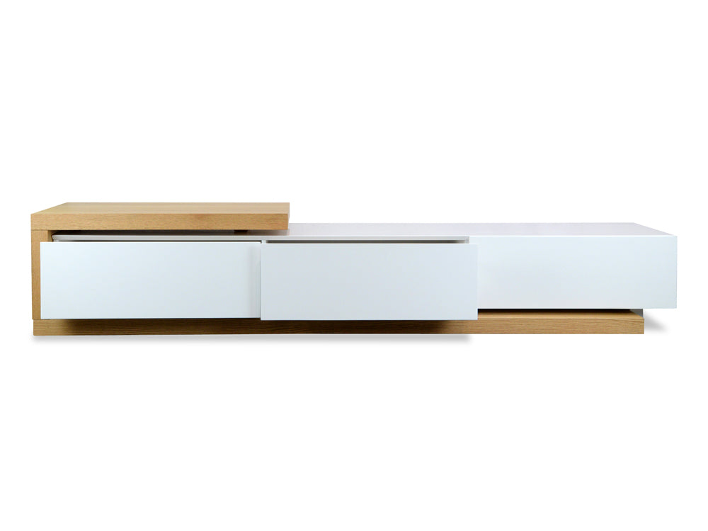 2.4m-3.07m TV Entertainment Unit - Natural - White