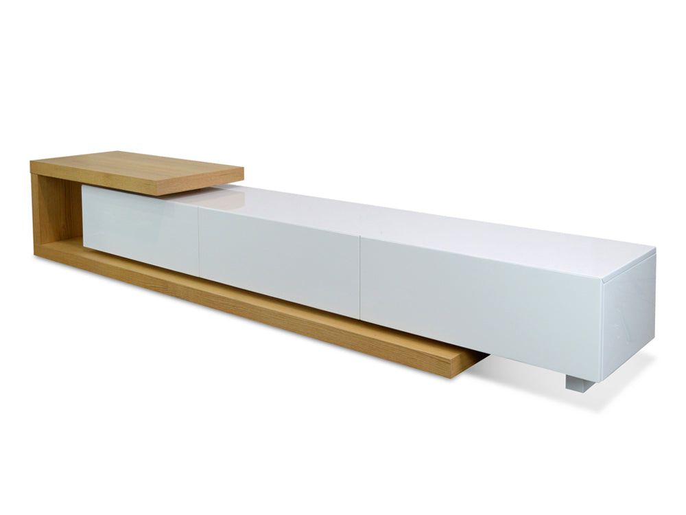 2.4m-3.07m TV Entertainment Unit - Natural - White