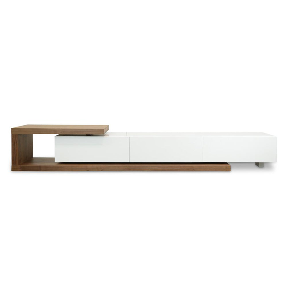 Extendable 2.4m-3.07m TV Entertainment Unit - Walnut - White