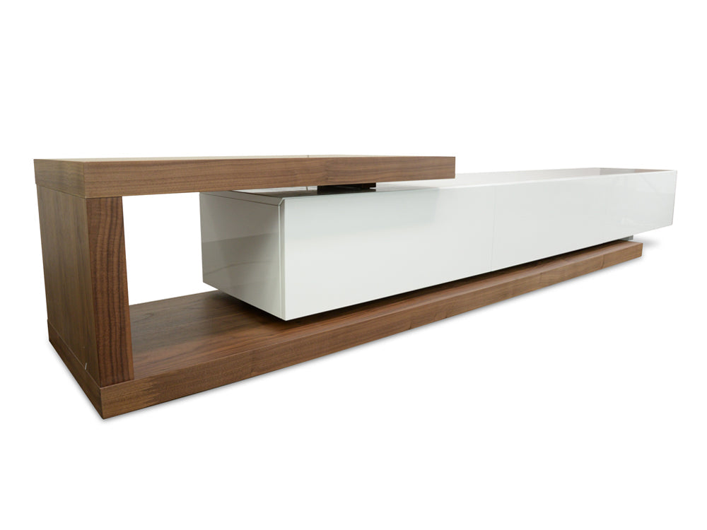 Extendable 2.4m-3.07m TV Entertainment Unit - Walnut - White