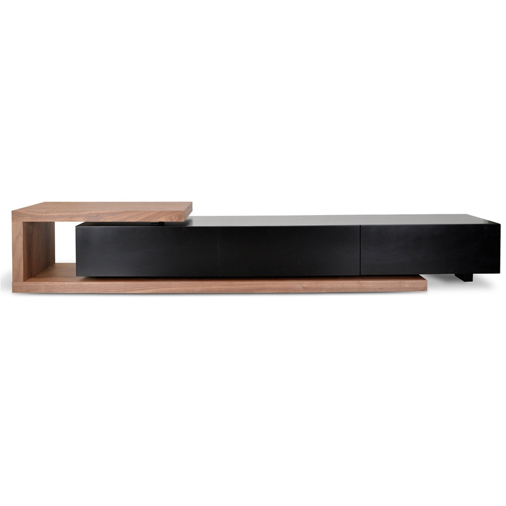 Extendable TV Entertainment Unit - Walnut - Black matt