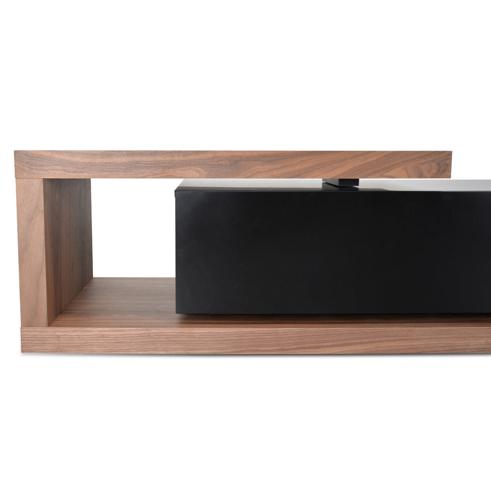 Extendable TV Entertainment Unit - Walnut - Black matt