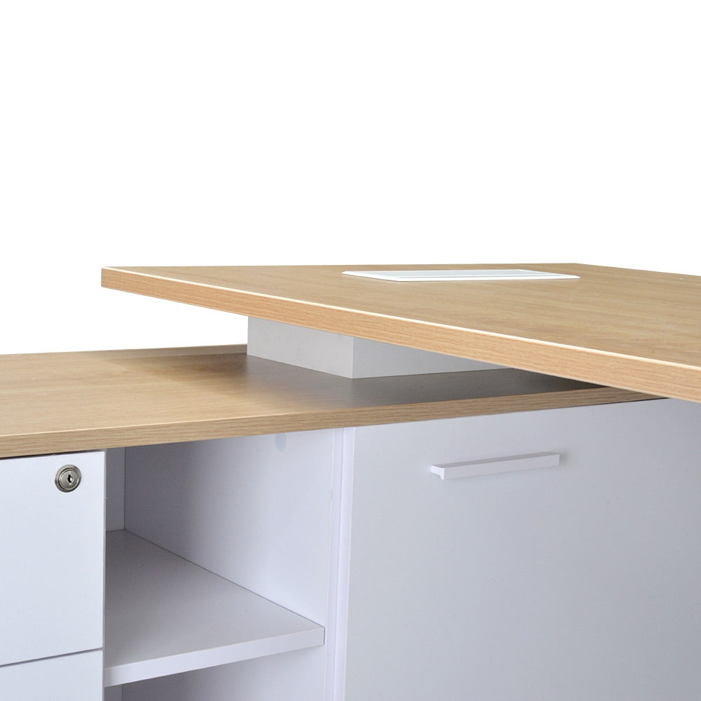 180cm Executive Office Desk With Left Return - Natural