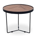 CCF385-L 60cm Round Coffee Table - Walnut Top - Black Frame