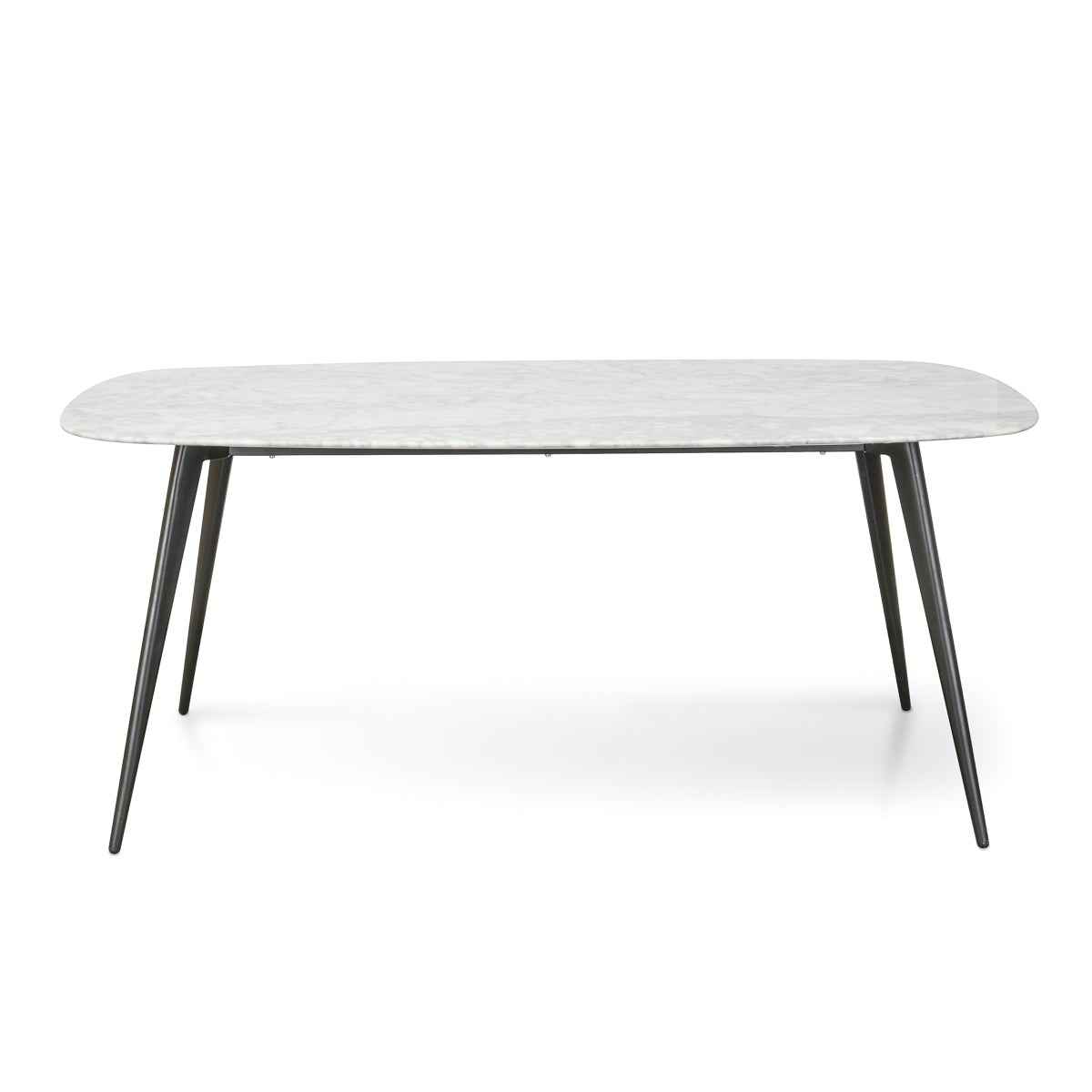 CDT1275-DW White 1.8m Marble Dining Table - Black Legs