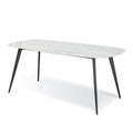 CDT1275-DW White 1.8m Marble Dining Table - Black Legs