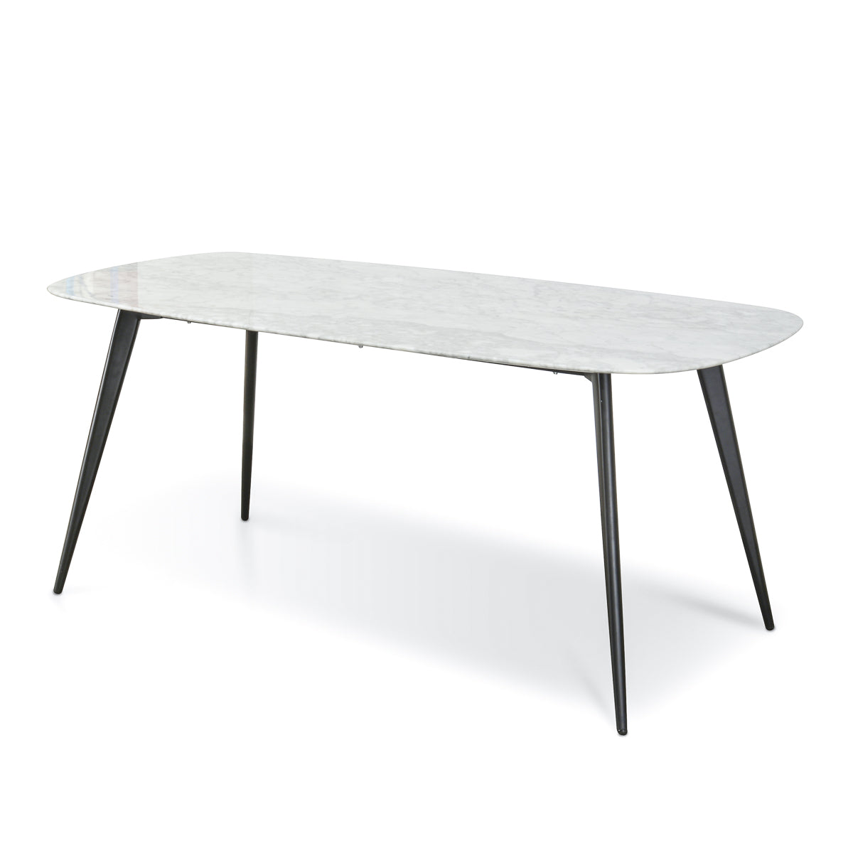 CDT1275-DW White 1.8m Marble Dining Table - Black Legs