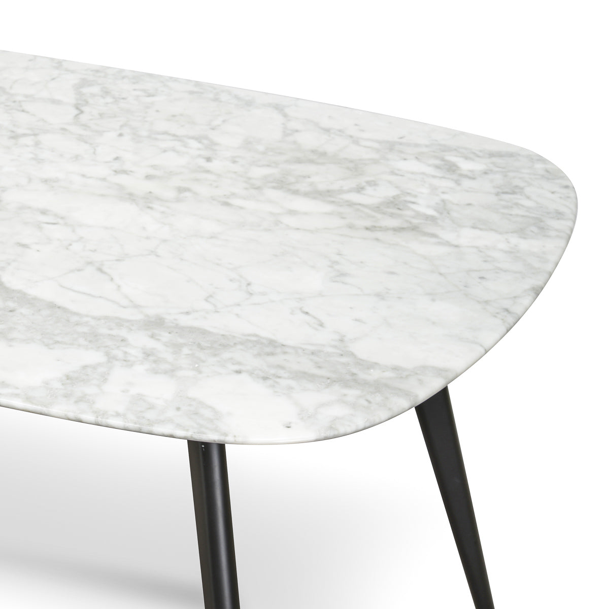 CDT1275-DW White 1.8m Marble Dining Table - Black Legs
