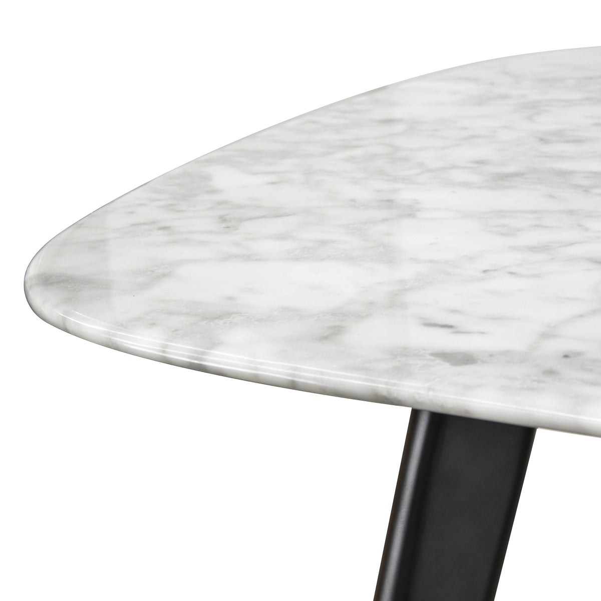 CDT1275-DW White 1.8m Marble Dining Table - Black Legs