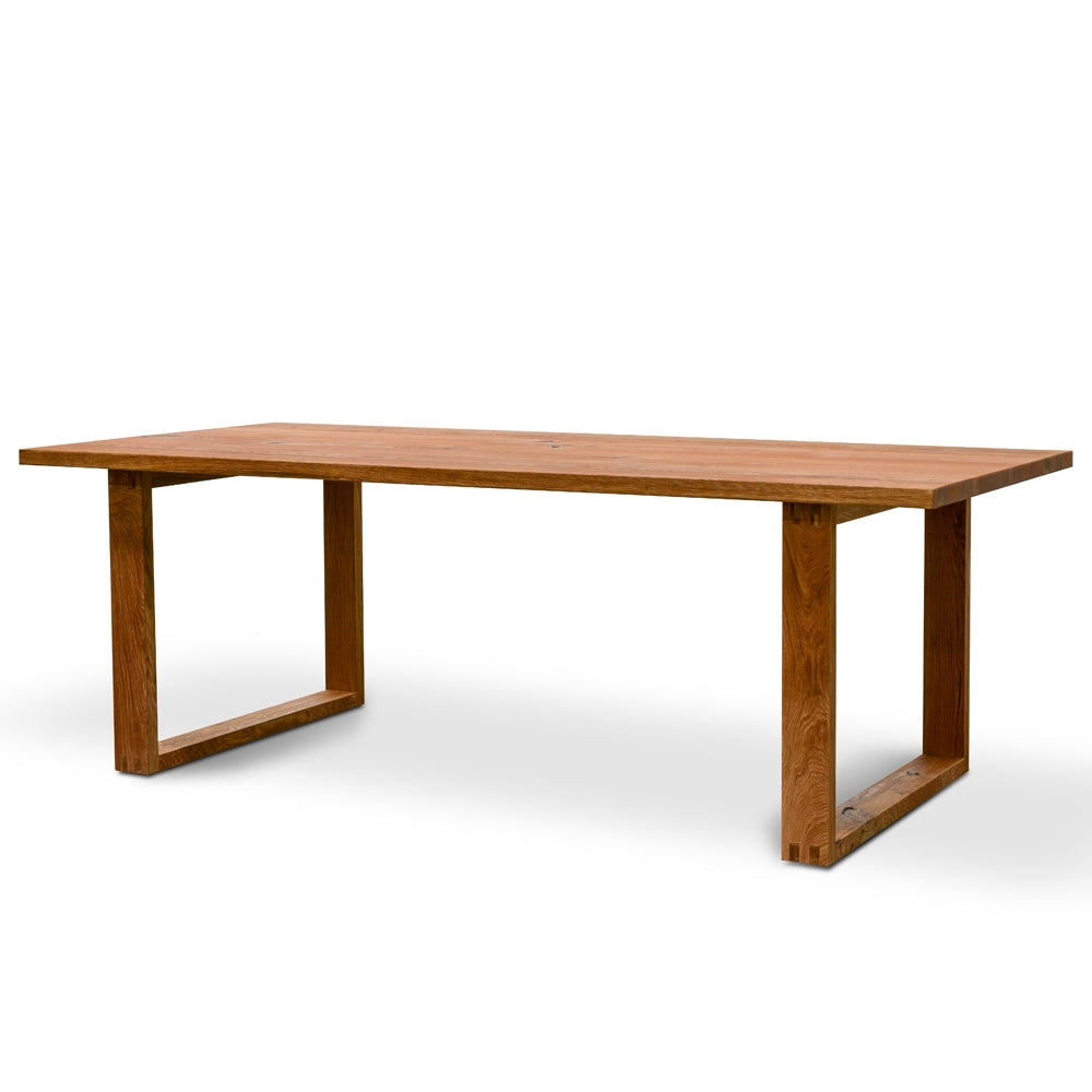 CDT2303-SI 2.2m Dining Table - Oak timber panels - Oak Wrapped Legs