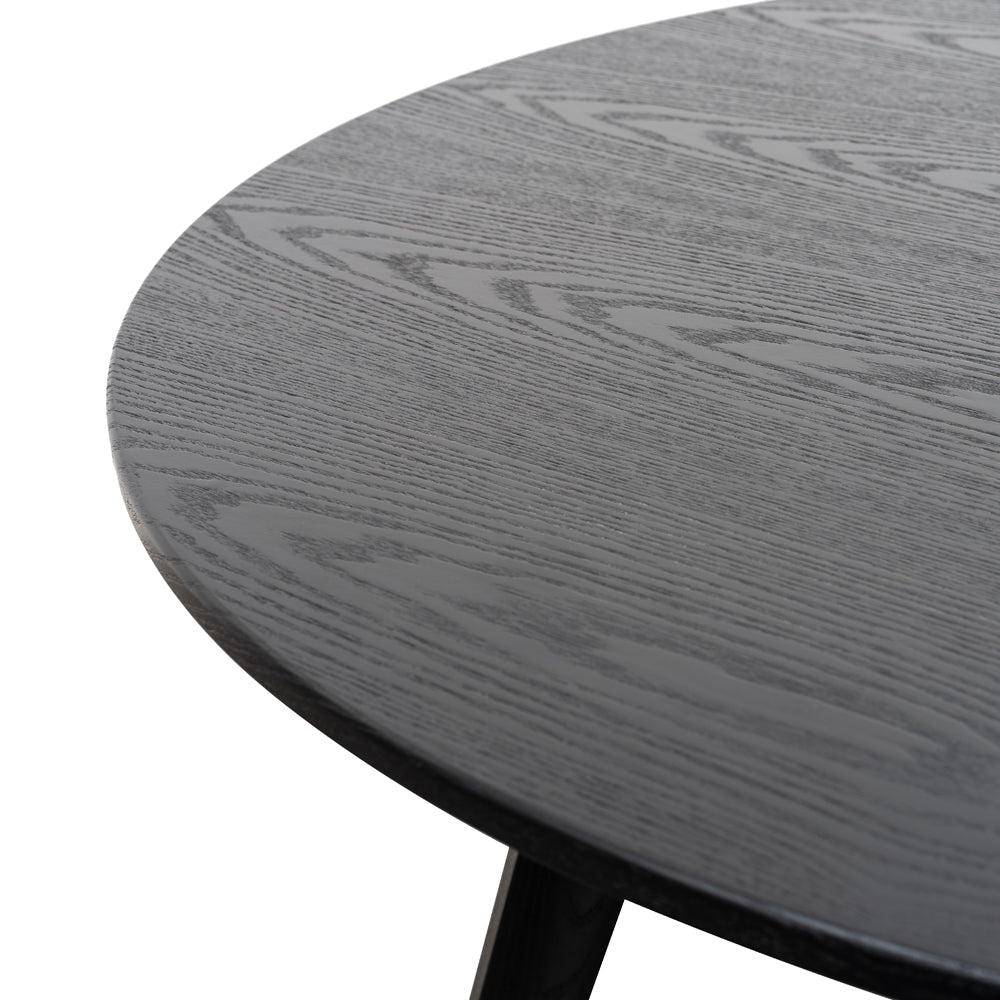 Halo 100cm Round Dining Table - Black Veneer Top
