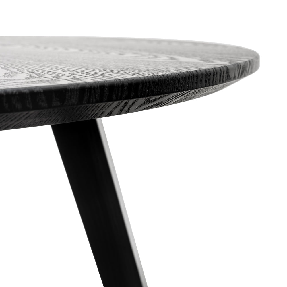 Halo 100cm Round Dining Table - Black Veneer Top