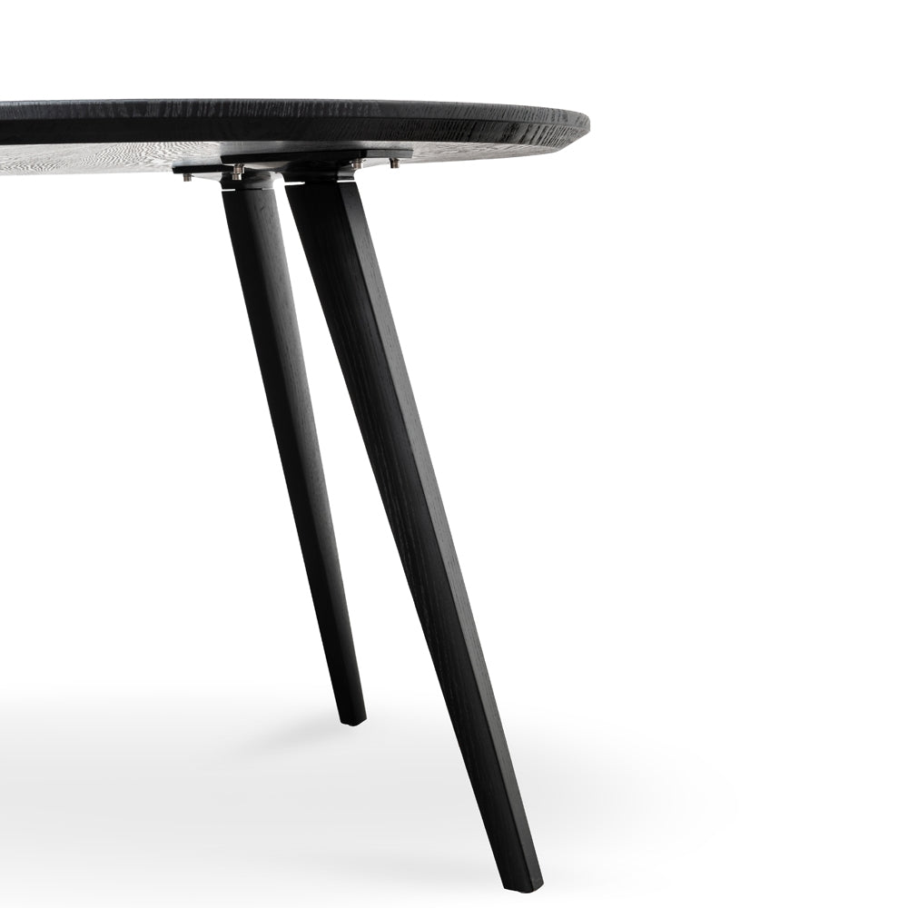 Halo 100cm Round Dining Table - Black Veneer Top