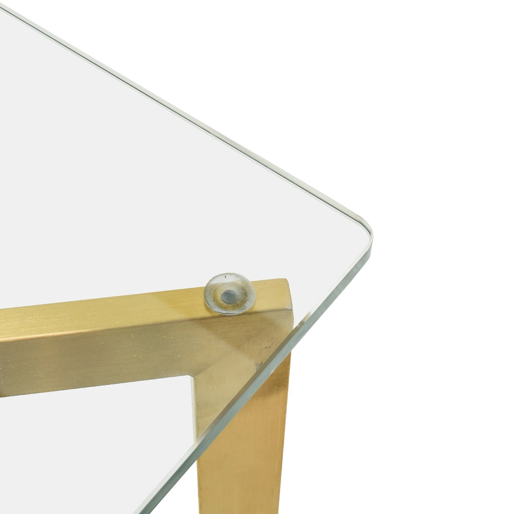 Cannon 1.9m Glass Dining Table - Gold Base