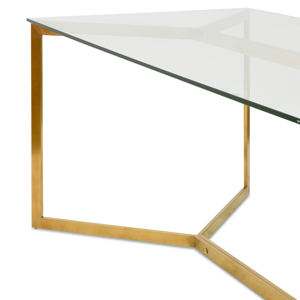 Cannon 1.9m Glass Dining Table - Gold Base