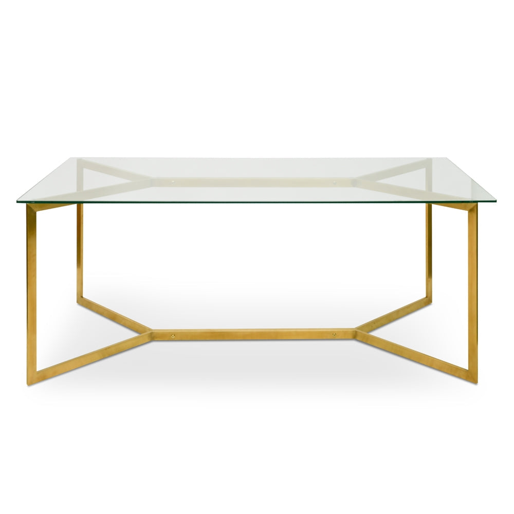 Cannon 1.9m Glass Dining Table - Gold Base