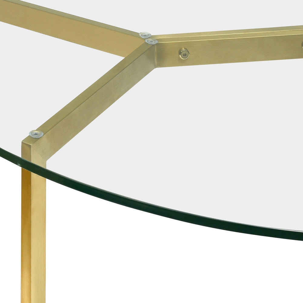 Cannon 1.2m Round Glass Dining Table - Gold Base