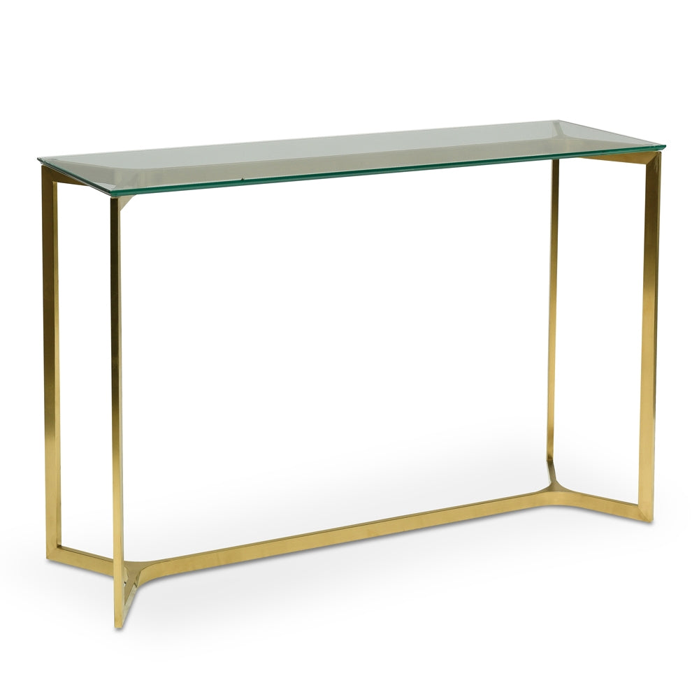 1.2m Glass Console Table - Gold Base