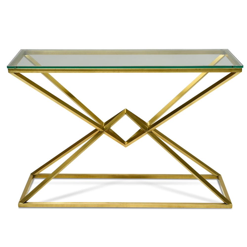 Hayes 1.2m Glass Console Table - Gold Base