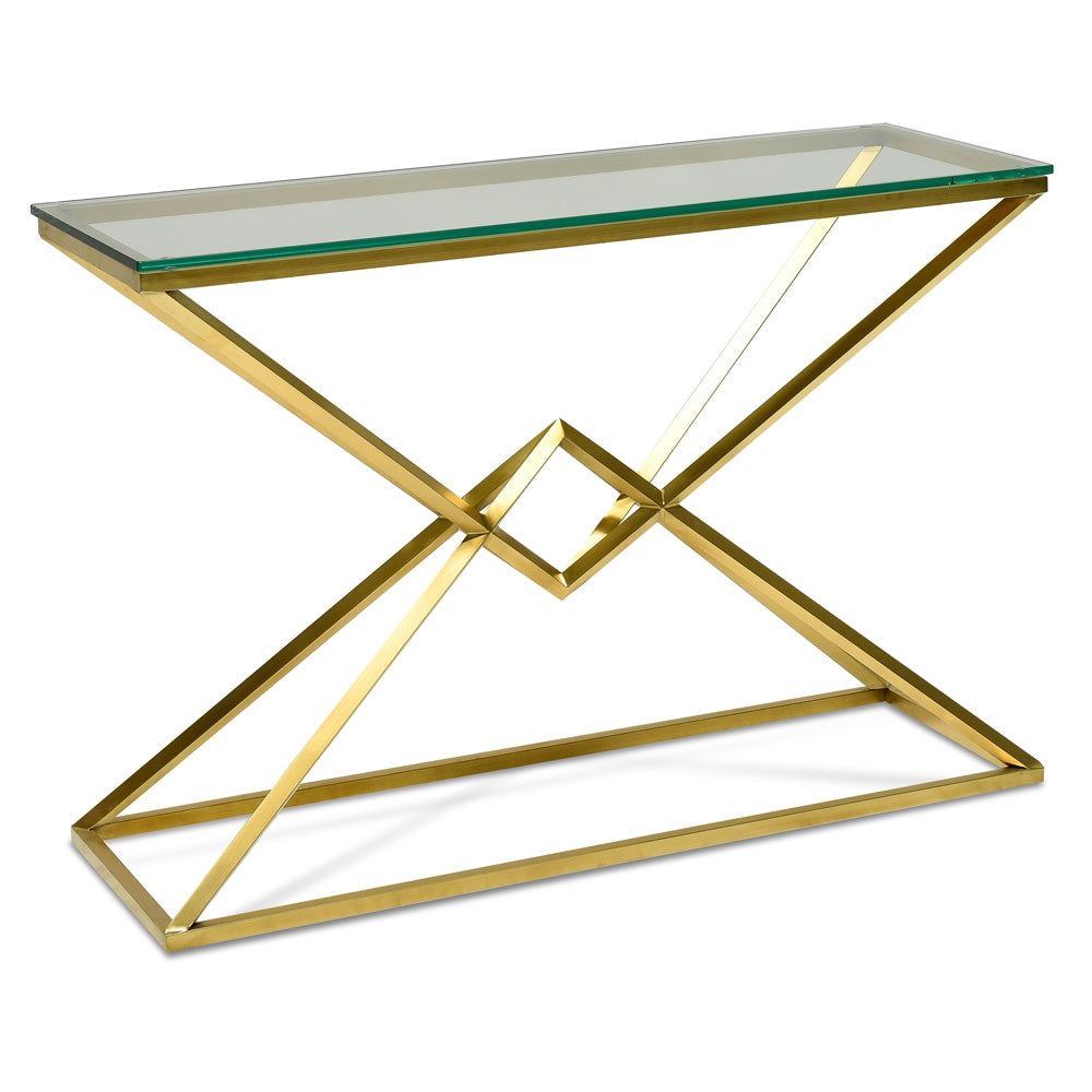 Hayes 1.2m Glass Console Table - Gold Base