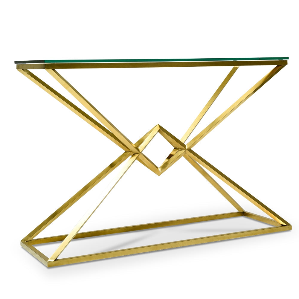 Hayes 1.2m Glass Console Table - Gold Base